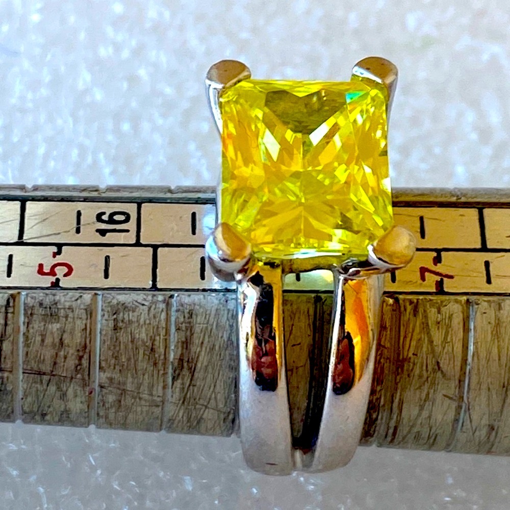 Solid Sterling Silver Ring Vintage Lemon Yellow S… - image 5
